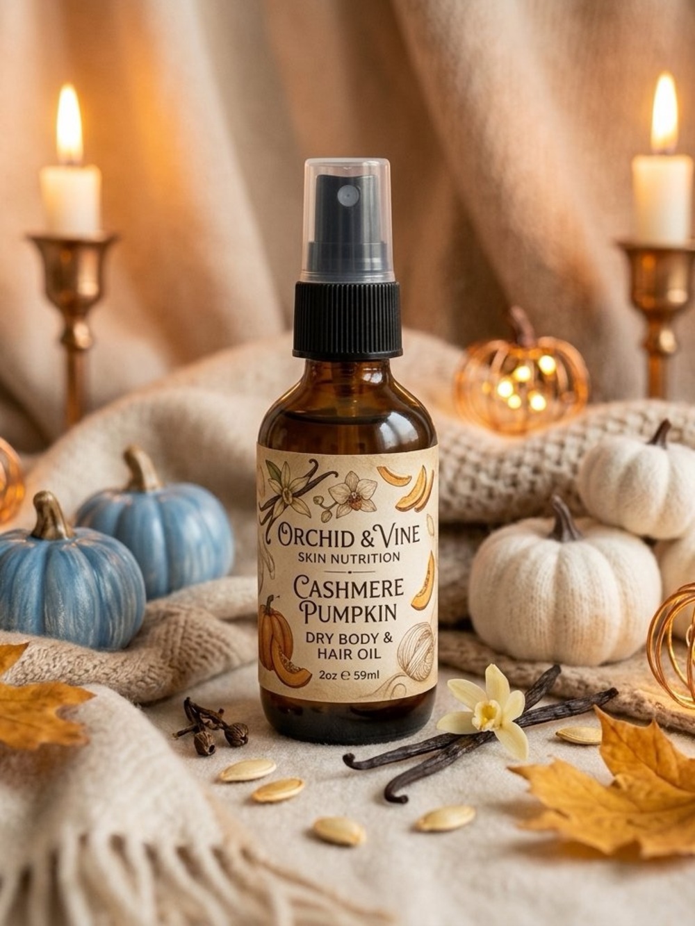 Orchid & Vine Cashmere Pumpkin Dry Body & Hair Oil Skin Nutrition Hydration
